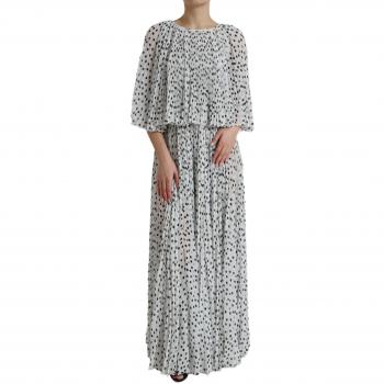 Dolce & Gabbana White Polka Dot A-line Pleated Maxi Dress - IT40|S, Maxi Dresses, female, Multicolor, Size: XS Polka Dot A-line Maxi Dress