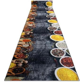 Alfombra Antideslizante Lotus Kitchen 40580 - Gris/Amarillo - Lavable en Lavadora - 120x480 cm