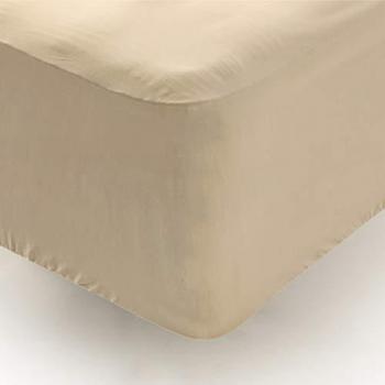 Sábana Bajera Ajustable 100% Algodón 180 Hilos Beige para Camas de hasta 34 cm (Varios Tamaños)