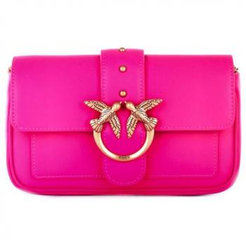 PINKO Love Birds Leather Cross Body Bag in Fuchsia - Size: ONE SIZE - Female