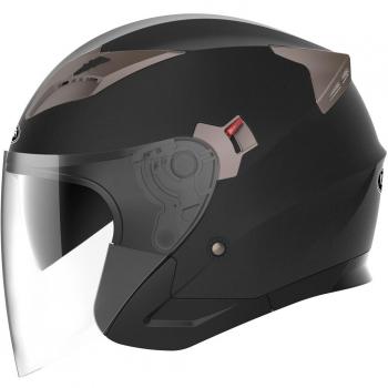 Casco Moto Jet ECE Homologado - YEMA YM-627 Casco Moto Abierto Custom Scooter para Mujer Hombre Adultos con Doble Visera-Negro Mate-M