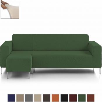 Eiffel Textile Nimes Funda para Sofá, Algodón, Verde, Chaise Longue Brazo Corto Izquierda, 240 x 195 x 2 cm