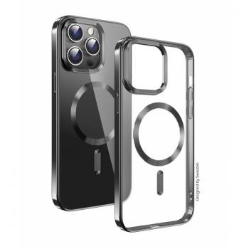 Swissten Clear Jelly Magstick Metallic para iPhone 15 Pro Negro
