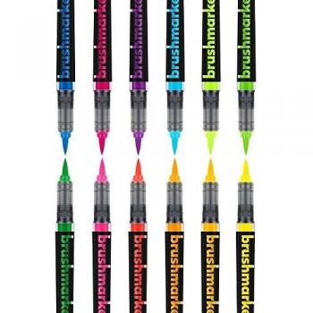Karin Neon Colors 12 rotuladores Pro con colores neón en cuerpo transparente y sistema de tinta libre, 2,4 ml de pintura líquida Sin rotuladores.