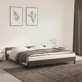 Cama solar sin colchón terciopelo gris oscuro 180x200 cm con estructura cama y cabecero en terciopelo gris oscuro de Vidaxl