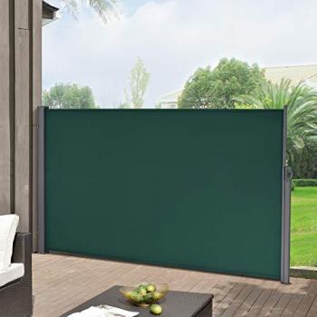 Toldo Lateral Extensible para Exterior 160 x 300 cm Verde Oscuro - Protección contra Viento y Sol