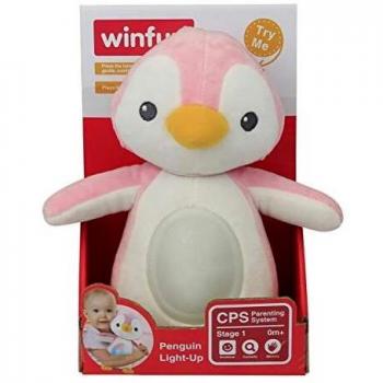 WinFun- Amiguita pingüino con canción de cuna y luces, Color rosa