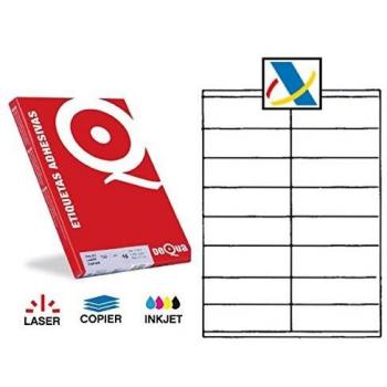 Caja de 2000 Etiquetas Dequa Blancas para Impresoras Inkjet, Láser y Fotocopiadoras, Tamaño 105 x 29 mm