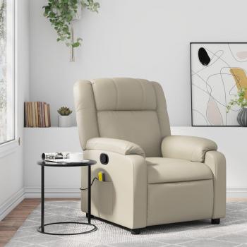 Sillón de masaje reclinable de cuero sintético color crema