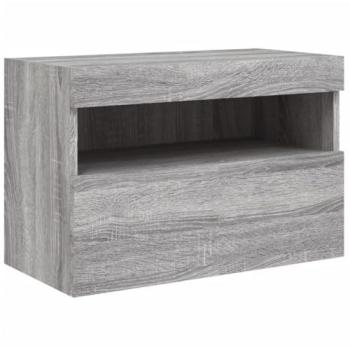 Mueble de TV Multimedia con Estante, Buffet para Televisión de Pared con Luces LED, Sonoma, 60 x 30 x 40 cm, Gris