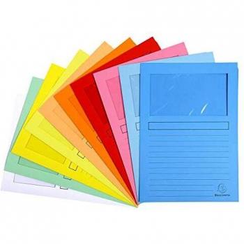 Paquete de 10 Subcarpetas con ventana EXACOMPTA SUPER 160 g/m², DIN A4, colores surtidos