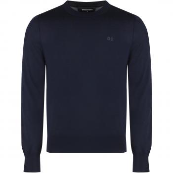 Dsquared2 Men's Crew-Neck Wool Sweater in Blue | Size Medium | S74HA1442S18310 Color 477