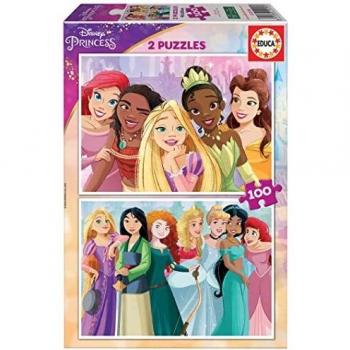 Educa - 2x100 Disney Princess, 2 Puzzles de cartón con 100 Piezas, diversión por Partida Doble, Medida