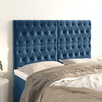 Cabeceros de terciopelo azul oscuro (4 unidades) 72x7x78/88 cm