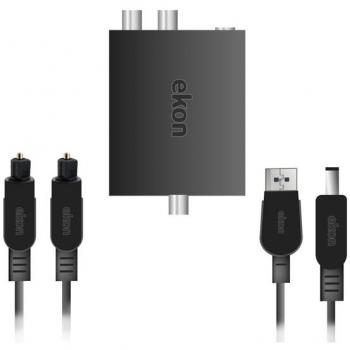Convertidor de Audio Digital a Analógico Ekon Toslink a RCA/Jack 3.5mm Negro