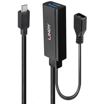 Lindy 5m USB 3.2 Gen 1 Active Extension Cable Type-C to Type-A, Black