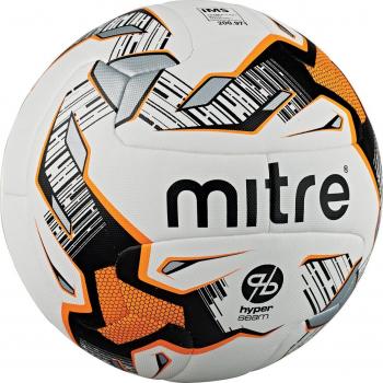 Mitre Ultimatch Balón de fútbol para partidos, hiper-costuras., Unisex, Ultimatch Hyperseam Match, blanco, negro y naranja