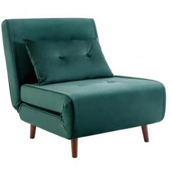 Sillón cama convertible de terciopelo verde pino URIBIA
