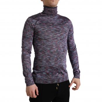 Dolce & Gabbana Blue Purple Turtleneck Pullover Sweater - IT50 | M