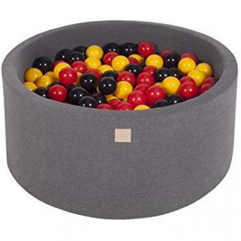 Piscina de Bolas MeowBaby Gris Oscuro 90x40cm, 300 Unidades Multicolor (Amarillo/Rojo/Negro)