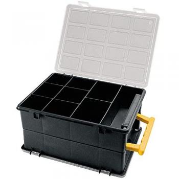 Maletín Organizador Doble de Plástico con 18 Compartimentos y Tapa Transparente - 242x188x120 mm