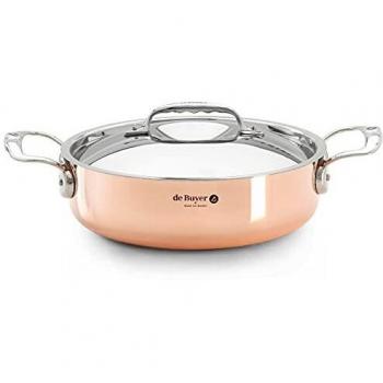 Cazuela Baja de Cobre con Tapa Prima Matera 24cm Inducción De Buyer