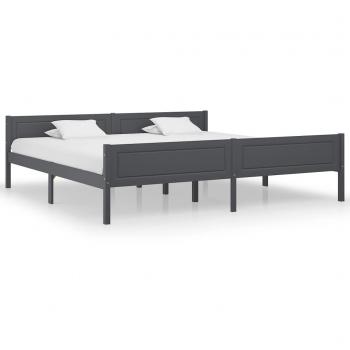 Estructura de cama de madera maciza de pino gris 200x200 cm