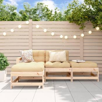 4-Piece Solid Wood Garden Sofa Set with Cushions