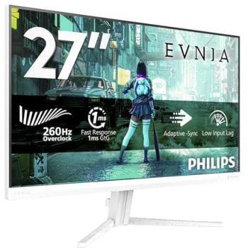 Monitor Gaming Philips Evnia 27 Full HD 1920x1080, 260Hz Fast IPS, 1ms, HDR10, Adaptive Sync, G-Sync Compatible, Blanco