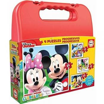 Educa Mickey Mouse Maleta con Puzzles Progresivos, multicolor