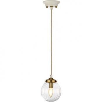 Colgante Cosmos Retro 1 Luz Globo Pantallas Cristal Crema Pintado y Latón Envejecido 19,2 Cm