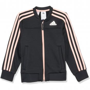adidas Polyester Cover Up Chaqueta, Niñas, Carbon/Haze Coral/Reflective Silver, 110