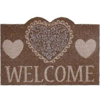 dcasa - Felpudo hearts welcome fibra de coco 60 x 40 cm felpudo coco. 15 mm.