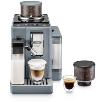 De'Longhi Rivelia EXAM440.55.G Cafetera Superautomática con Molinillo, 19 Bares de Presión, Doble Depósito de Café Intercambiables, Color Gris