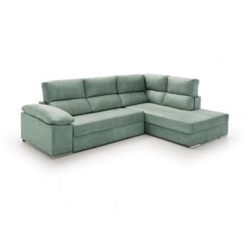 Sofá Cama Chaise Longue Fiorella Alta Gama Derecha Agua Marina 285x200x105