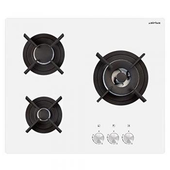Mesa de gas Airlux AV635HWH 3 fuegos 60cm vidrio blanco