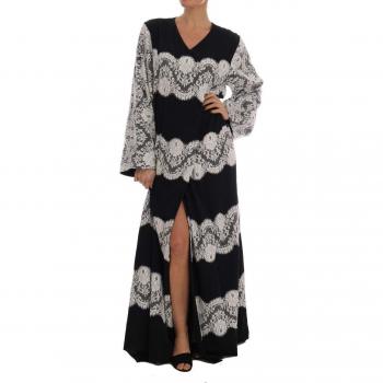 Dolce & Gabbana Black Silk Floral Lace Kaftan Dress - IT42|M, Maxi Dress, Female, Multicolor, Size: S