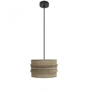 Lámpara Colgante Kala 1xe27 Negro con Flecos - Diseño Elegante y Rústico, Tamaño 30x30 cm