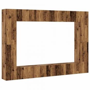 Juego de 8 Muebles de TV de Pared en Madera Vieja y Madera Compuesta