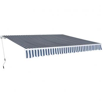 vidaXL Toldo plegable manual 4x3 m azul y blanco