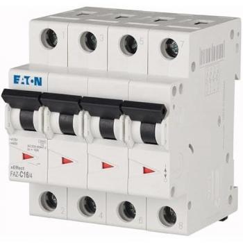 Interruptor Automático Eaton 4P, 16A, Curva Tipo C, Poder de Corte 10 kA, Montaje en Carril DIN