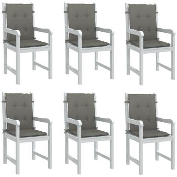 Cojines de Silla Respaldo Bajo 6 Unidades Tela 100x50x4 cm Color Antracita Melange, Gris Claro Melange, Gris Oscuro Melange - Cojín Decorativo de Asiento para