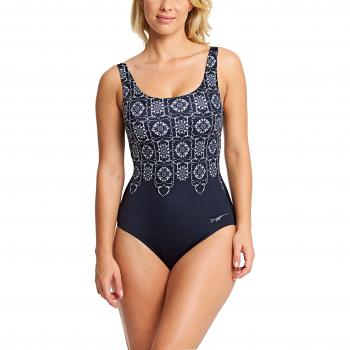 Zoggs sagrado Craft bañador, mujer, Sacred Craft Scoopback, Black/Multi-Coloured, L