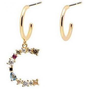 PDPAOLA - Pendientes Letra C - Plata de Ley 925 Bañada en Oro de 18k - Joyas para Mujer