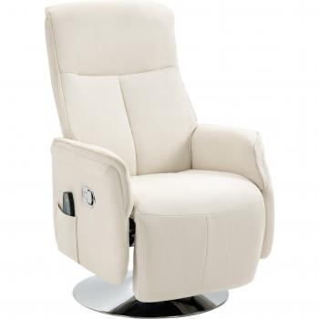 Sillón de Masaje Eléctrico HOMCOM Crema con Reposapiés, Giratorio, Reclinable hasta 135°, Control Remoto, 10 Zonas de Masaje, Dimensiones: 68,5x