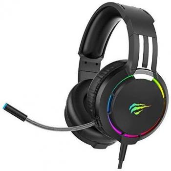 Auriculares Gaming para PS4 HAVIT Iluminación RGB Cascos Gaming Sonido Envolvente, Controlador de 50MM y micrófono con reducción de Ruido para Xbox One/PC/Móvil （2010d,Negro）