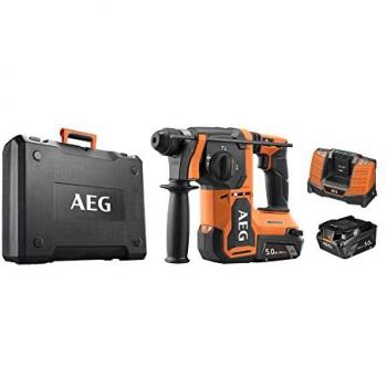 Martillo Perforador a Batería AEG 18V Sin Escobillas SDS-Plus 2,5J con 2 Baterías de 5Ah y Cargador