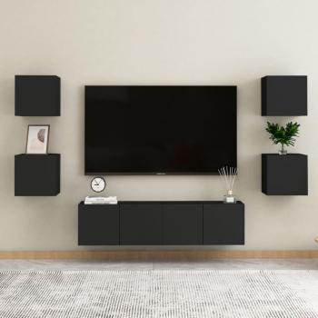Set de Muebles para Sala de TV DE LA PUERTA, 6 piezas, madera negra multicapa