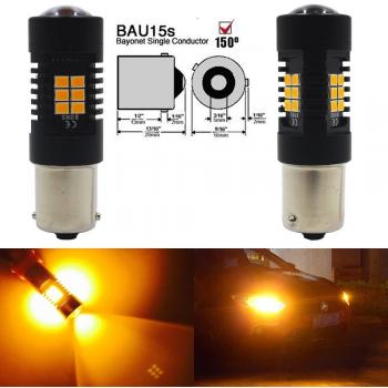 ALOPEE Paquete 2 - 1056 BAU15S 7507 12496 5009 PY21W RY10W Luz LED ámbar / Amarilla 10-30V-DC Bombillo Sustitución 2835 21 SMD Bombillas de repuesto para luz intermitente Luces d
