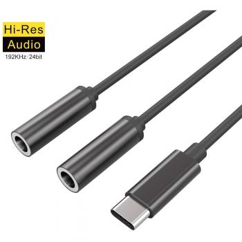 Kolpop USB C Audio y Splitter Cable, Type C Macho a 3.5 mm Auriculares Dobles Stereo Jack de Audio con Chipset DAC para iPad Pro 2018, Pixel 3/2 XL, HTC U11, Huawei P20 Mate 20 Pro